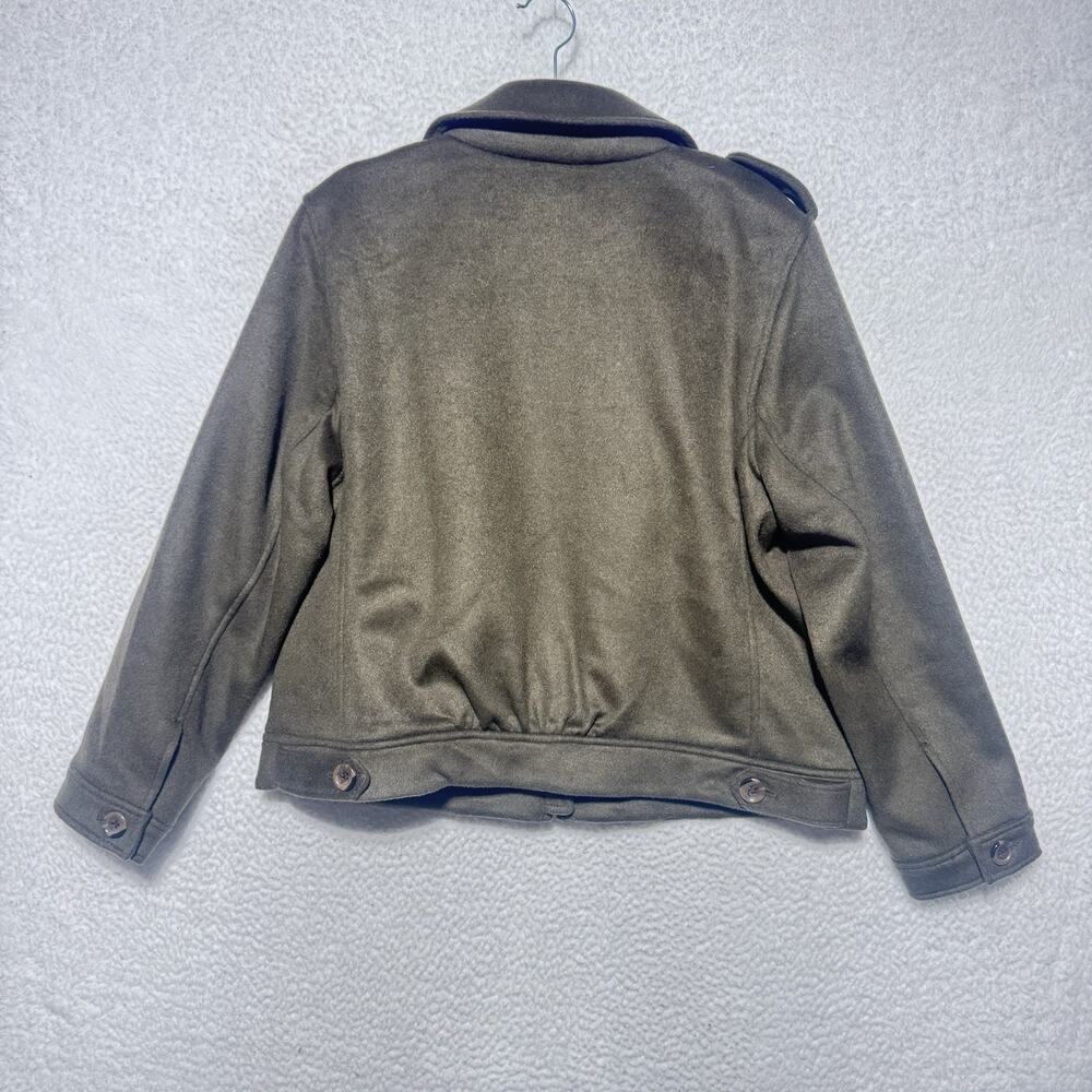 Talbots Brushed Wool Blend Bomber Jacket Size XL Petite Deep Olive - Picture 6 of 6